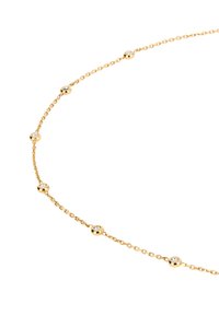 Gouden ketting met bolvormige accenten met heldere stenen, afgewisseld met verbonden secties, die een delicate en gladde textuur uitstralen.