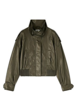 Motivi, GIUBBOTTO BOMBER CORTO CRINKLE CON COLLO ALTO - Kunstlederjacke - verde militare