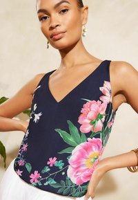 Love & Roses V NECK FRONT BACK -REGULAR FIT - Top - blue
