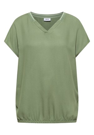 Cecil, KURZARM BLUSENSHIRT MIT STRUKTURMIX - Bluse - deep matcha green