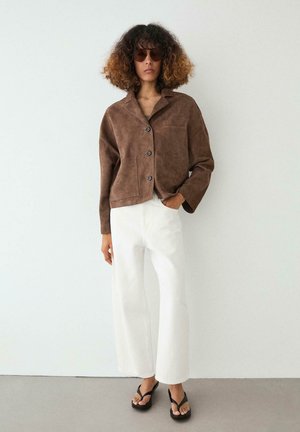 Massimo Dutti, FLOWING SUEDE LEATHER JACKET - Leather jacket - mottled brown