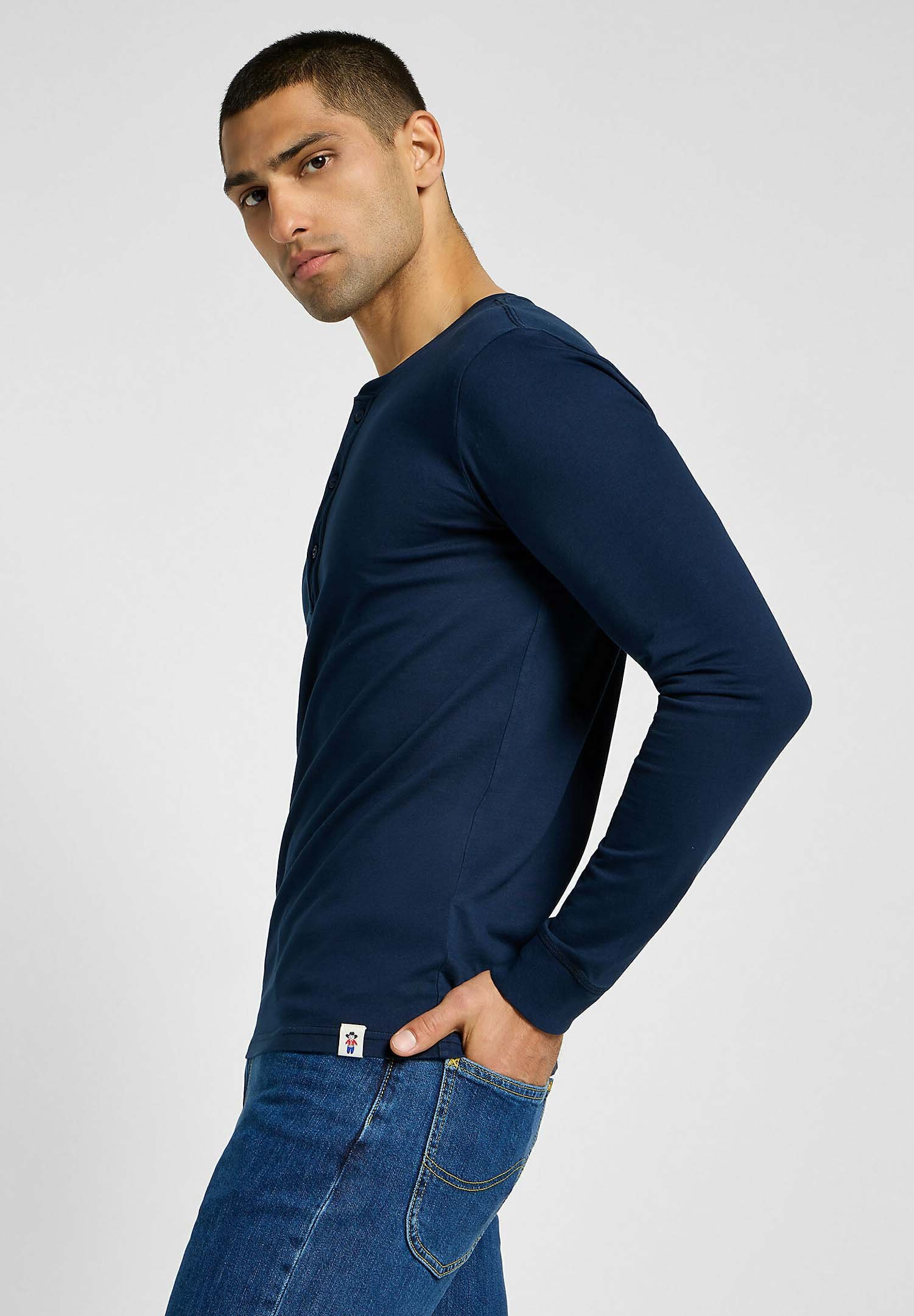 Lee LS HENLEY - Long sleeved top - inky blue/dark blue - Zalando