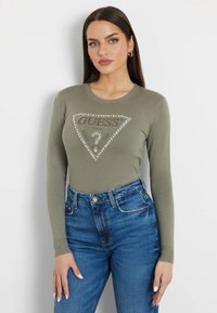 Guess FRONTLOGO STRASS - Maglione - grün