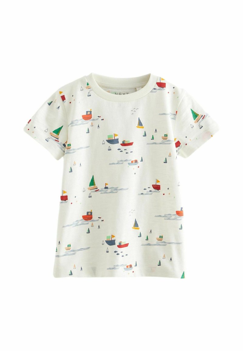 Next ALL OVER SHORT SLEEVE - REGULAR FIT - Camiseta estampada - white blue