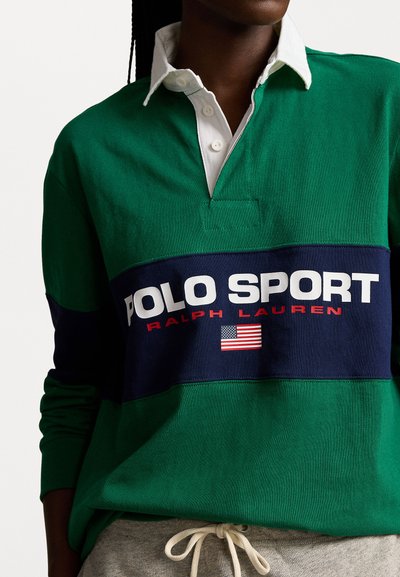 Polo Ralph Lauren LONG SLEEVE RUGBY UNISEX - Polo krekls - tennis green/cruise navy