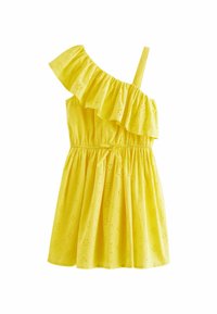 Next ONE SHOULDER - REGULAR FIT - Vardagsklänning - yellow broiderie