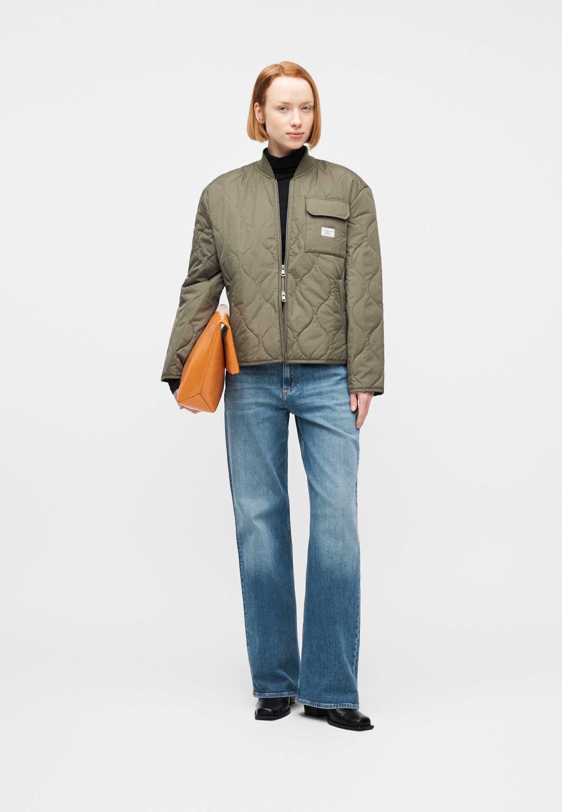 Guess Jeans QUILTED PUFFER JACKET - Bomber Jacket - olive light