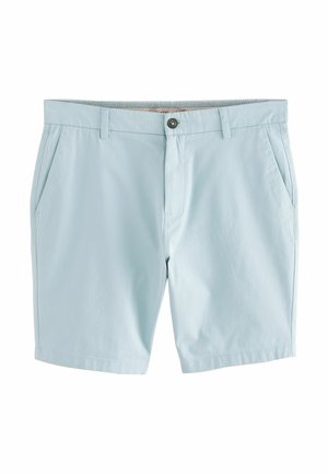 Lysblå shorts lavet af blødt stof, med knaplukning, to sidelommer og en lige pasform med en ren kant.