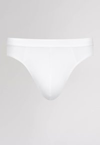 Weiße Baumwollunterwäsche mit glatter Textur, elastischem Taillenbund und einfachem Design. Verfügt über minimale Nähte und keine sichtbare Markenkennzeichnung.