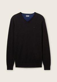 V NECK  - Jumper - black