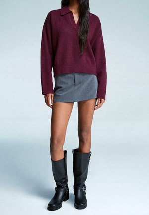 Bershka, Pullover - dark red