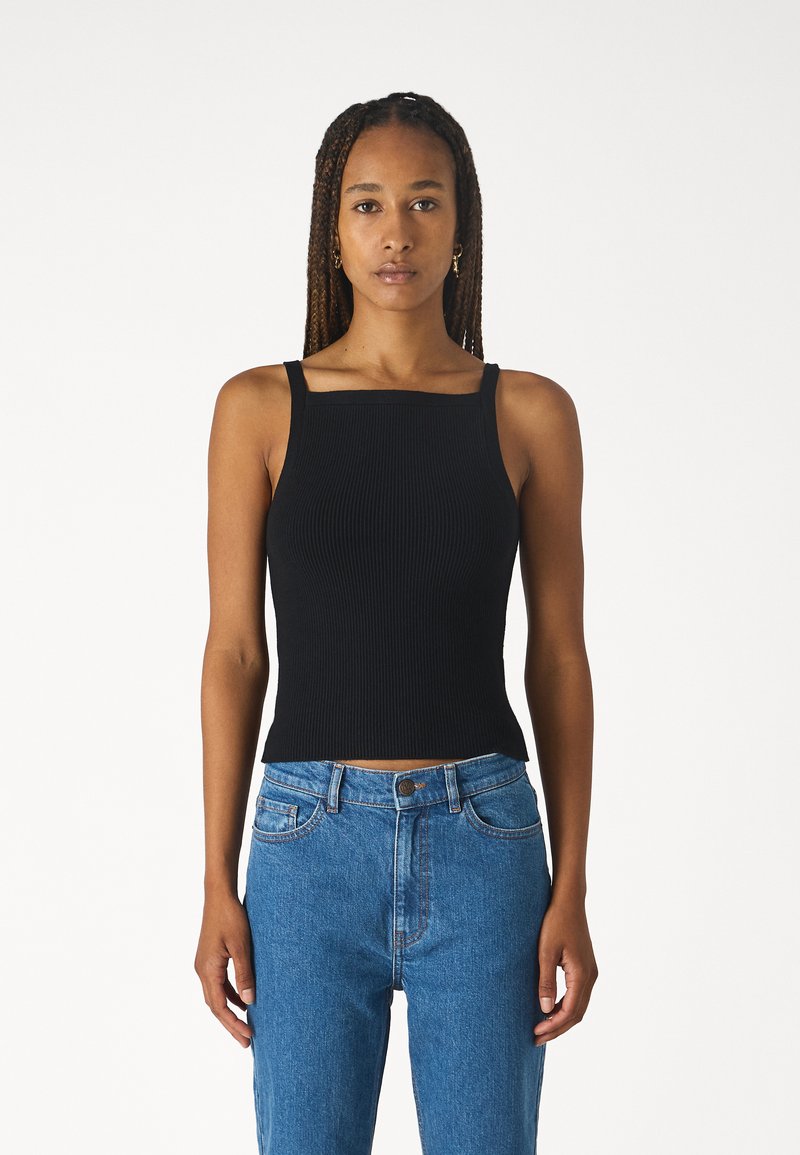 Abercrombie & Fitch SQUARENECK OTTOMAN TANK - Viršus - black beauty