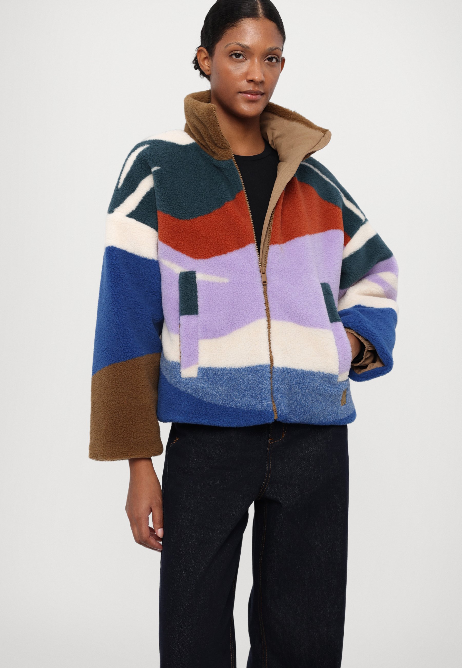Weekend Max Mara ANGOLO - Fleece jacket - marrone bronzo/multi Weekend Max Mara ANGOLO - Fleece jacket - marrone bronzo/multi