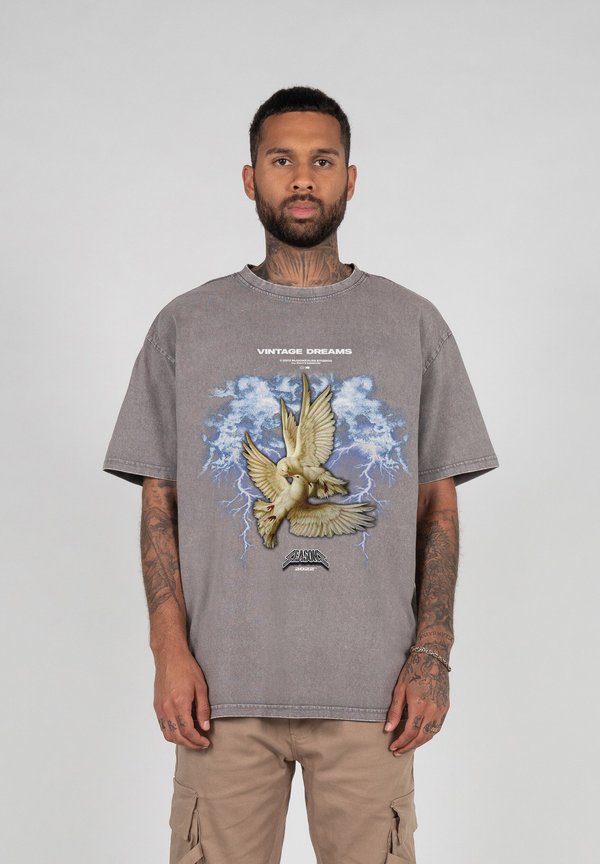 VINTAGE DREAMS ACID WASHED HEAVY TEE - T-Shirt print - asphalt