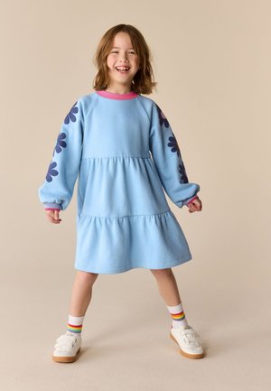 Little Bird Denné šaty - blue appliqué floral