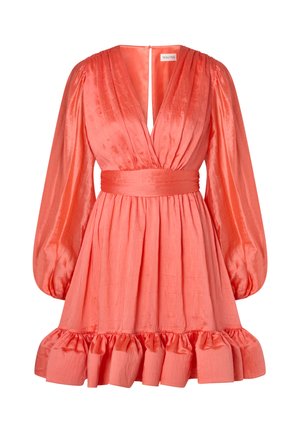 Malina, JADIE VNECK RUFFLED MINI DRESS - Cocktailjurk - coral