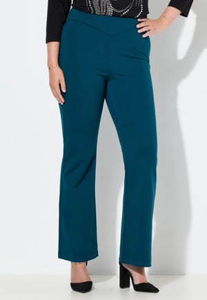 WITH LARED HEMS - Pantaloni - dark petrol