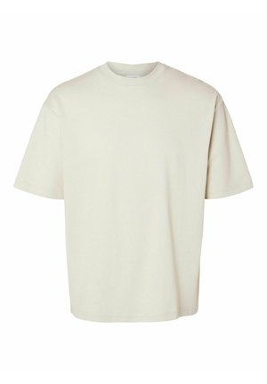 Selected Homme SLHLOOSEOSCAR O NECK TEE - Pamata T-krekls - oatmeal