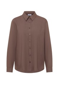 Chemise marron à manches longues avec col pointu, sept boutons à l'avant et ourlet droit de la marque Cecil.