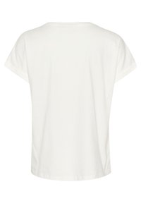 T-shirt blanc à manches courtes, encolure arrondie, en coton doux, coupe décontractée, sans motifs ni accessoires visibles.
