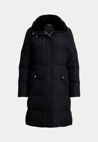 FAUX-FUR-TRIM FUNNELNECK DOWN COAT - Daunenmantel - black
