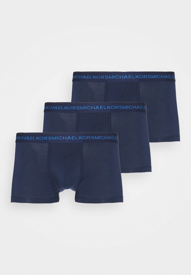 Boxers bleus marine, en coton doux. Dotés d'une ceinture contrastante avec logo bleu. Pack de trois. Fini lisse et design ajusté.