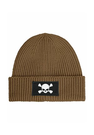 MIT PATCH SKULL TOTENKOPF AUFDRUCK - Beanie - hellbraun