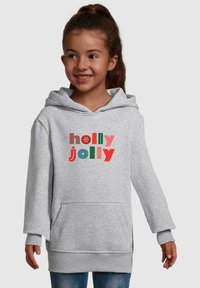 Merchcode CHRISTMAS HOLLY JOLLY MOOD - Mikina s kapucí - heather grey
