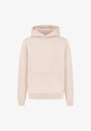 Huppari vaaleassa beigeväri, valmistettu pehmeästä materiaalista. Ominaisuuksiin kuuluu etutasku, ribbaatatut hihansuut ja rento istuvuus.