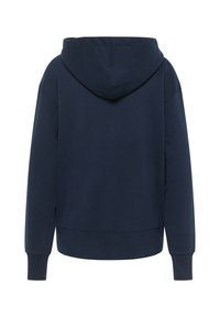 Felpa con cappuccio blu navy dal taglio rilassato, con maniche lunghe, polsini a costine, tasca a marsupio e finitura in tessuto testurizzato.