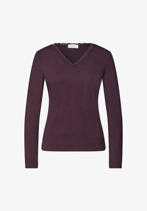 Street One Studio, LANGARM SHIRT MIT V-NECK UND SPITZE - Langærmet T-shirt - very berry