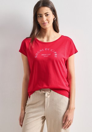 Street One, DROPPED SHOULDER SHIRT MIT RUNDHALS - T-shirt imprimé - salsa red
