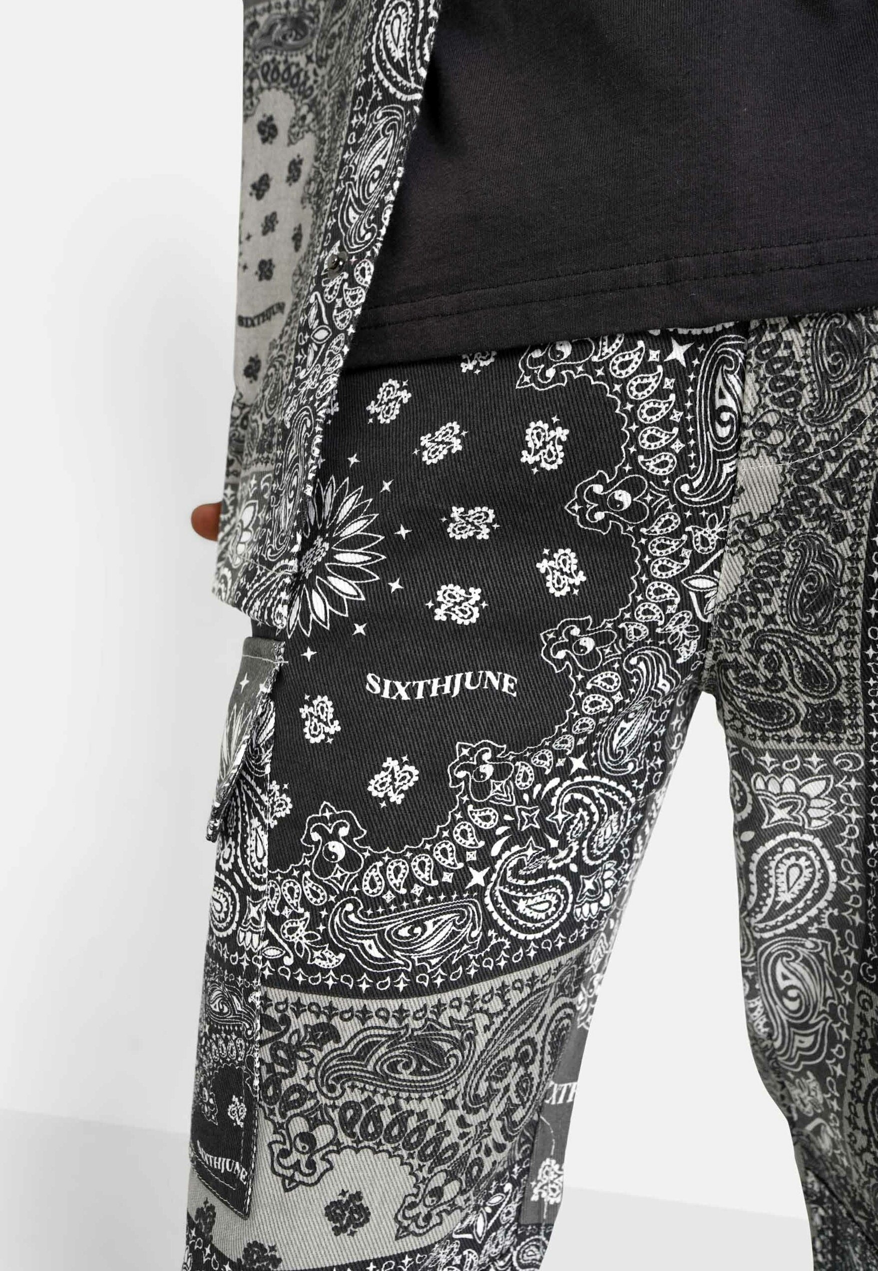 60‘s patchwork pants Sixth June BANDANA PATCHWORK PANTS - Bojówki/beżowy - Zalando.pl