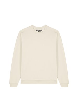 Sweatshirt couleur crème avec un col rond, des manches longues, des poignets et un ourlet côtelés. Fabriqué en tissu doux, avec une texture subtile et un design décontracté.