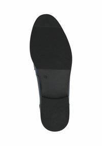 Semelle de chaussure noire avec une surface texturée, présentant des rainures horizontales et une section avant lisse. Taille indiquée : 4½.