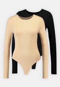 2 PACK - Pitkähihainen paita - tan/black