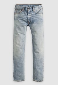 Ljusblå denimjeans med rak benpassform, med fem fickor, kopparnitar och en blekt finish.