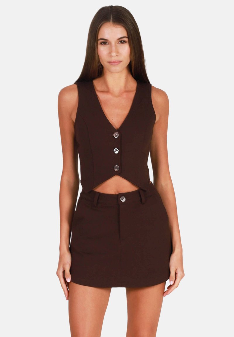 OW Collection NATALIE - A-linjainen hame - brown
