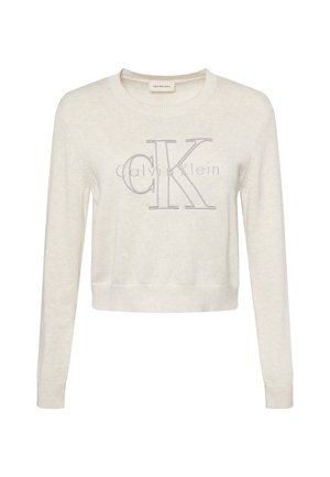Calvin Klein Jeans, LOGO OUTLINE TOP - Πουλόβερ - light grey heather