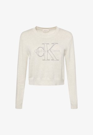 Calvin Klein Jeans, LOGO OUTLINE TOP - Svetr - light grey heather