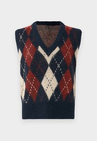 ONLNOEME LIFE V NECK  - Pulóver - night sky/red ochre/biscotti melange