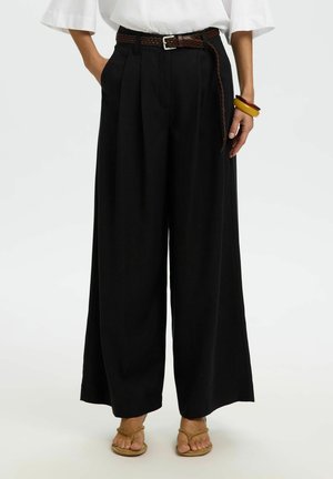 Selected WIDE LEG HOSE BUNDFALTEN - Pantalon classique - black