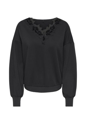 ONLY, -ONLBROOKE L/S LACE CS SWT - Sweatshirt - black