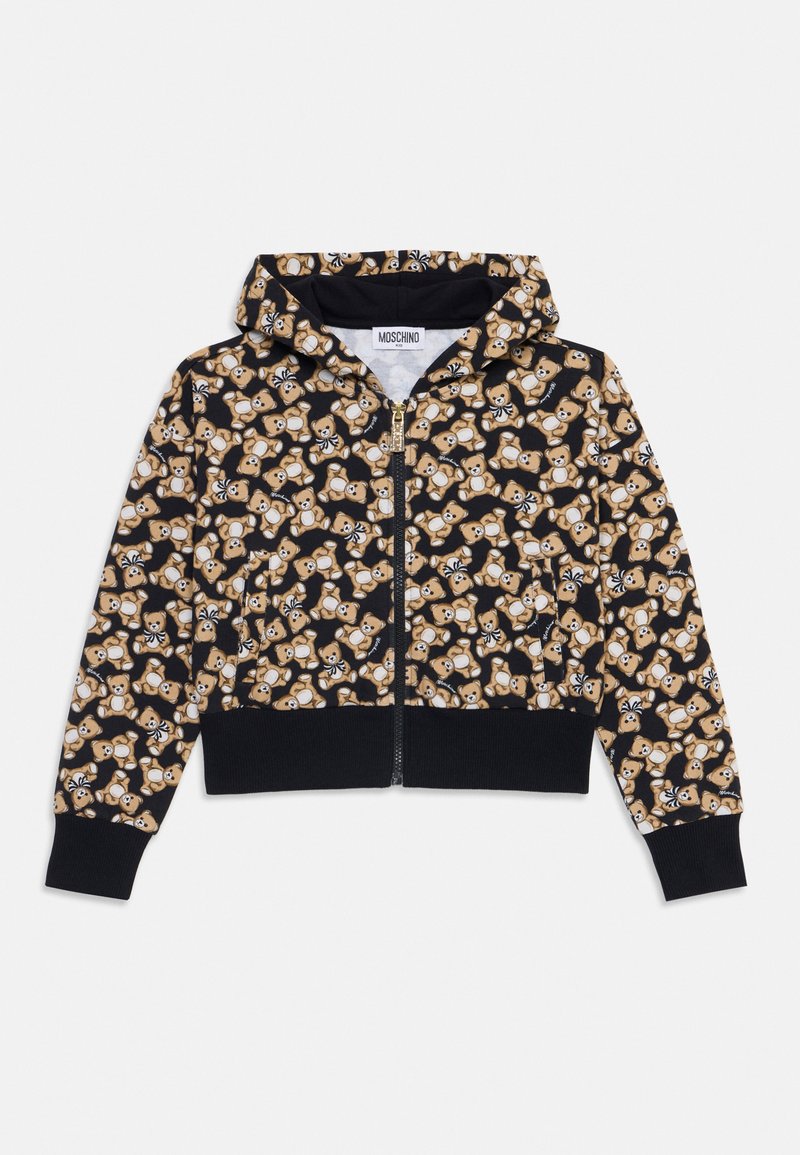 MOSCHINO Športna jopa s kapuco na zadrgo - black