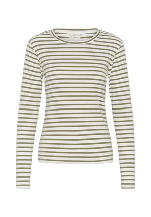 Kaffe, KALIDDY PLAIN STRIPE T-SHIRT - Maglietta a manica lunga - chalk w aloe stripe