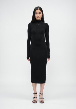 SKIN GATHERED - Rochie din jerseu - black/white