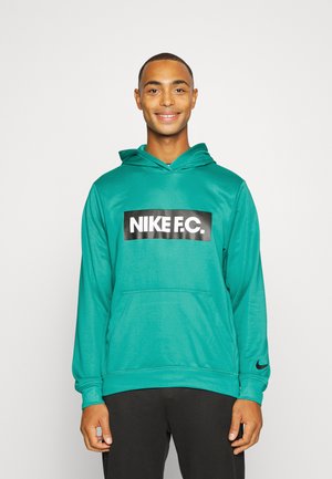 M NK DF FC LIBERO FLC HOODIE - Felpa con cappuccio - neptune green/white/black
