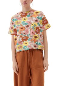 QS MIT ALLOVER - T-shirt print - beige