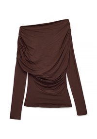 SOFT LINE DRAPED - Ilgarankovis viršutinės dalies drabužis - dark brown