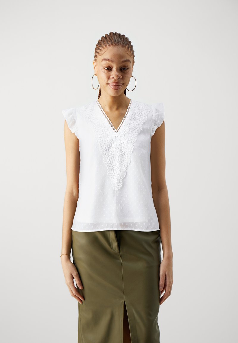 VILA VIFIE DOBBY V NECK - Blouse - snow white